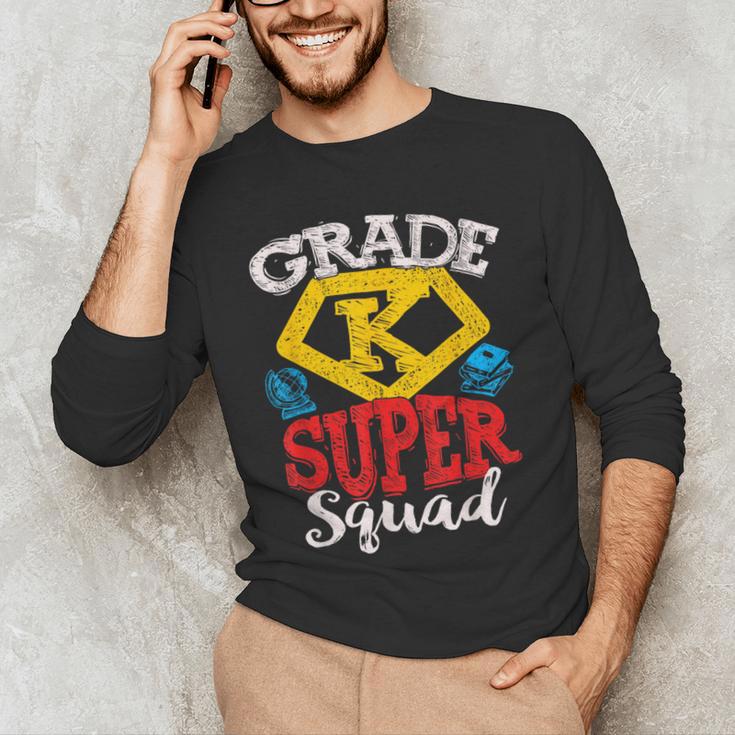 Grade K Super Squad Superhero Kindergarten Teacher Team Men's Long Sleeve T-Shirt, novelty gifts, funny gifts Grade K Super Squad Superhero Kindergarten Teacher Team Men's Long Sleeve T-Shirt, novelty gifts, funny gifts