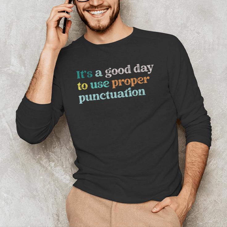 Grammar English Teacher It's a Good Day To Use Punctuation Men's Long Sleeve T-Shirt, novelty gifts, funny gifts Grammar English Teacher It's a Good Day To Use Punctuation Men's Long Sleeve T-Shirt, novelty gifts, funny gifts