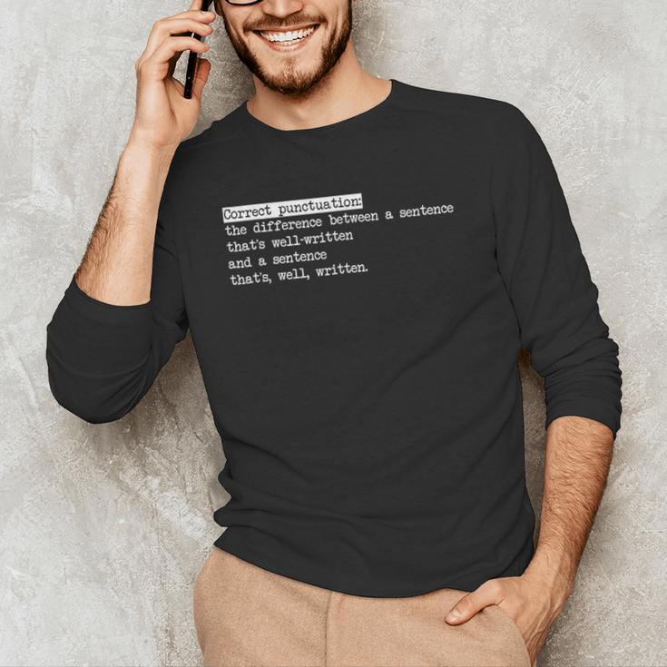 Grammar Teacher And Punny Punctuation Men's Long Sleeve T-Shirt, novelty gifts, funny gifts Grammar Teacher And Punny Punctuation Men's Long Sleeve T-Shirt, novelty gifts, funny gifts