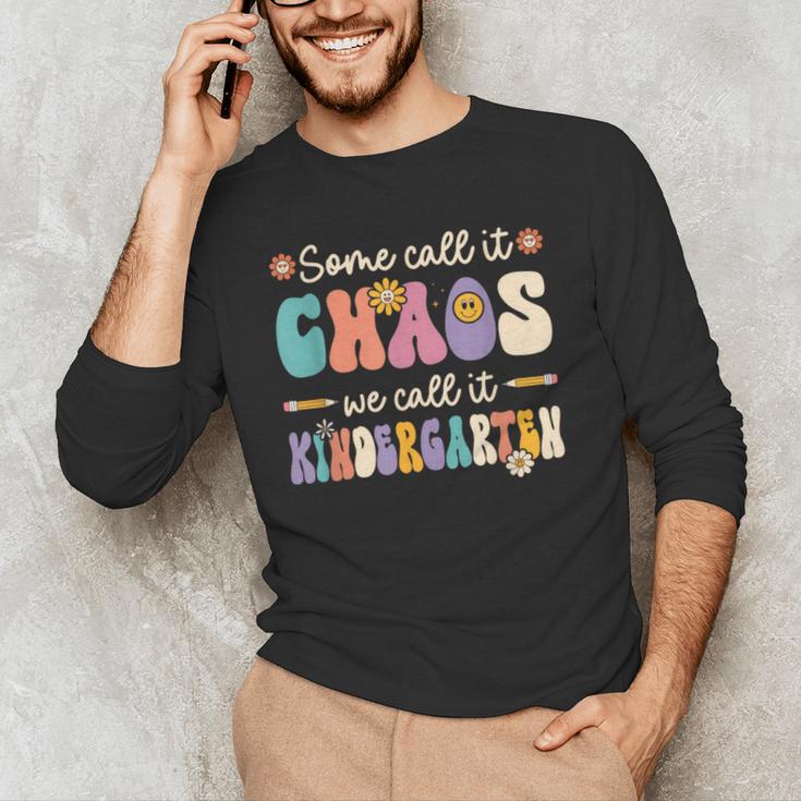 Groovy Some Call It Chaos We Call It Kindergarten Teacher Men's Long Sleeve T-Shirt, novelty gifts, funny gifts Groovy Some Call It Chaos We Call It Kindergarten Teacher Men's Long Sleeve T-Shirt, novelty gifts, funny gifts