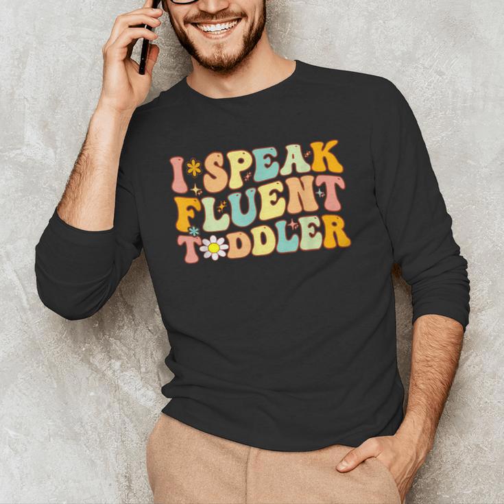 Groovy I Speak Fluent Toddler Daycare Provider Teacher Men's Long Sleeve T-Shirt, novelty gifts, funny gifts Groovy I Speak Fluent Toddler Daycare Provider Teacher Men's Long Sleeve T-Shirt, novelty gifts, funny gifts