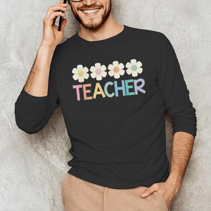 Groovy Teacher Cute Daisy Flower Retro Back To School Men's Long Sleeve T-Shirt, novelty gifts, funny gifts Groovy Teacher Cute Daisy Flower Retro Back To School Men's Long Sleeve T-Shirt, novelty gifts, funny gifts