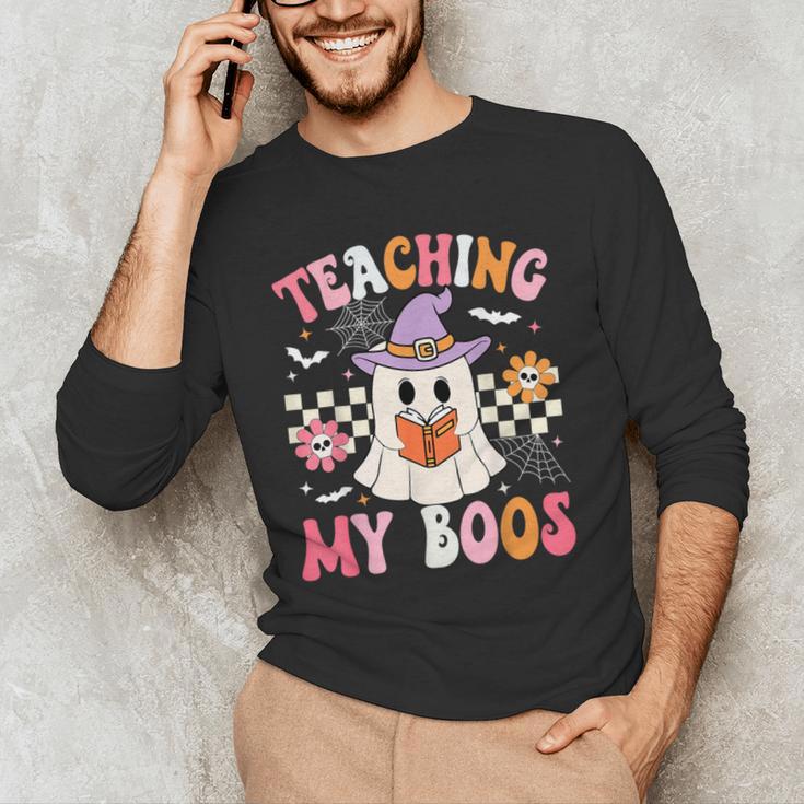 Groovy Teaching My Boos Teacher Ghost Halloween Teacher Men's Long Sleeve T-Shirt, novelty gifts, funny gifts Groovy Teaching My Boos Teacher Ghost Halloween Teacher Men's Long Sleeve T-Shirt, novelty gifts, funny gifts