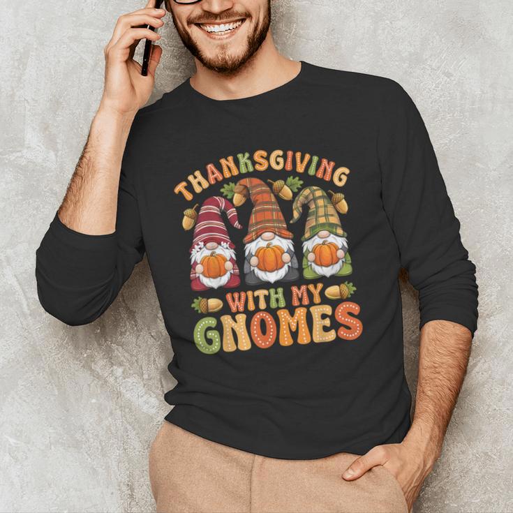 Groovy Thanksgiving With My Gnomie Women Teacher Fall Gnome Men's Long Sleeve T-Shirt, novelty gifts, funny gifts Groovy Thanksgiving With My Gnomie Women Teacher Fall Gnome Men's Long Sleeve T-Shirt, novelty gifts, funny gifts