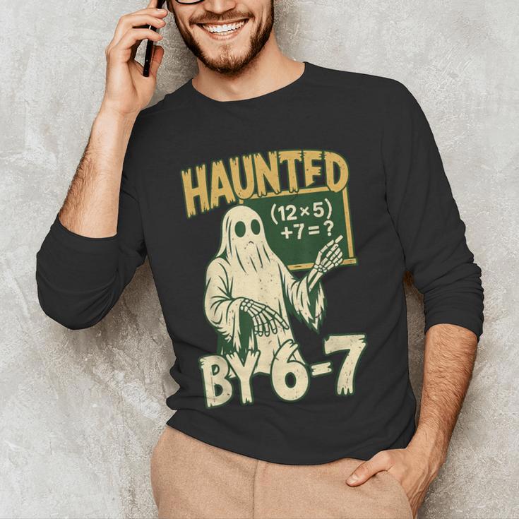 Halloween Costume Haunted By 67 Ghost Math Teacher Professor Men's Long Sleeve T-Shirt, novelty gifts, funny gifts Halloween Costume Haunted By 67 Ghost Math Teacher Professor Men's Long Sleeve T-Shirt, novelty gifts, funny gifts