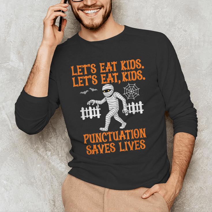 Halloween Lets Eat Kids Punctuation Teacher Men's Long Sleeve T-Shirt, novelty gifts, funny gifts