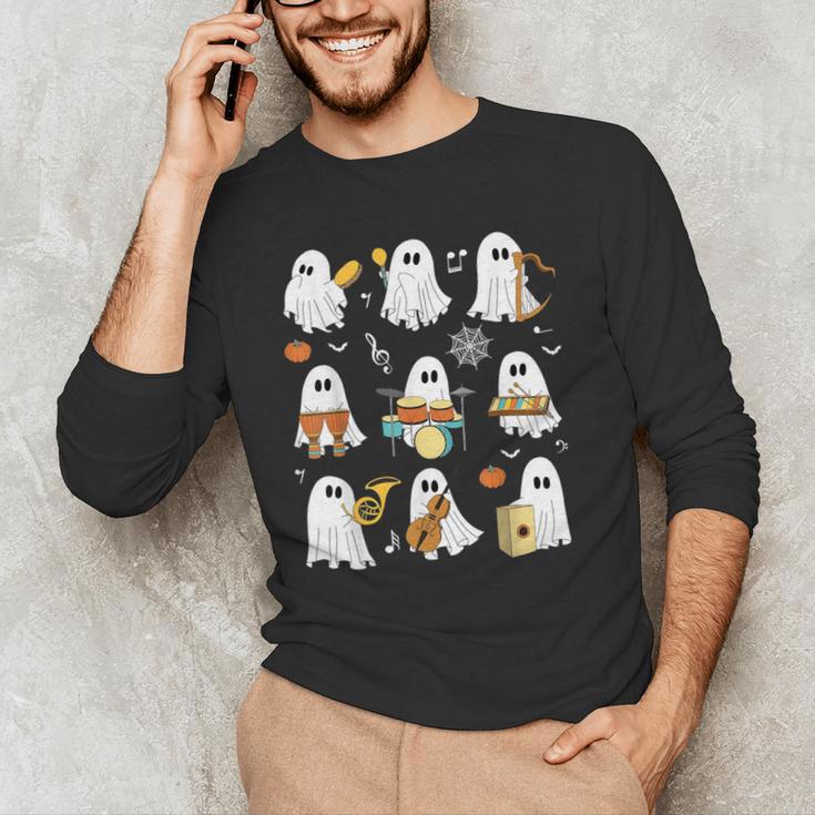 Halloween Ghost Playing Musical Instruments Music Teacher Men's Long Sleeve T-Shirt, novelty gifts, funny gifts Halloween Ghost Playing Musical Instruments Music Teacher Men's Long Sleeve T-Shirt, novelty gifts, funny gifts