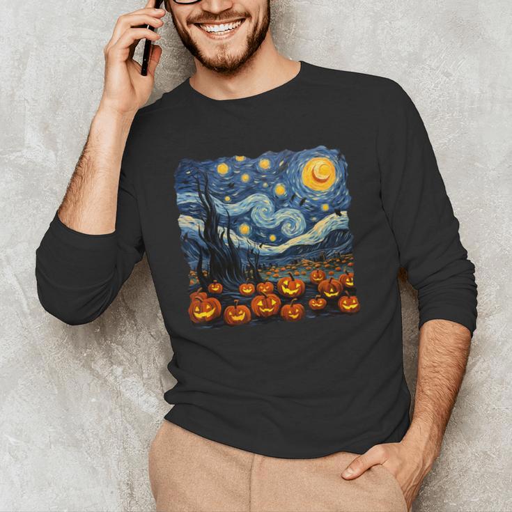 Halloween Pumpkin Starry Night Van Gogh Art Teacher Men's Long Sleeve T-Shirt, novelty gifts, funny gifts Halloween Pumpkin Starry Night Van Gogh Art Teacher Men's Long Sleeve T-Shirt, novelty gifts, funny gifts