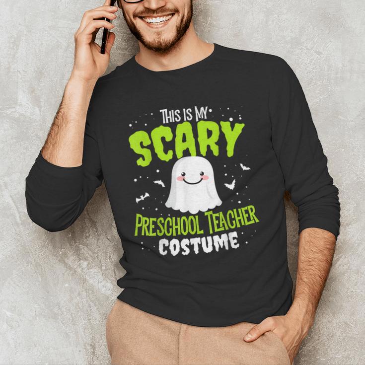 Halloween This Is My Scary Preschool Teacher Custome For Men Women Kids Men's Long Sleeve T-Shirt, novelty gifts, funny gifts
