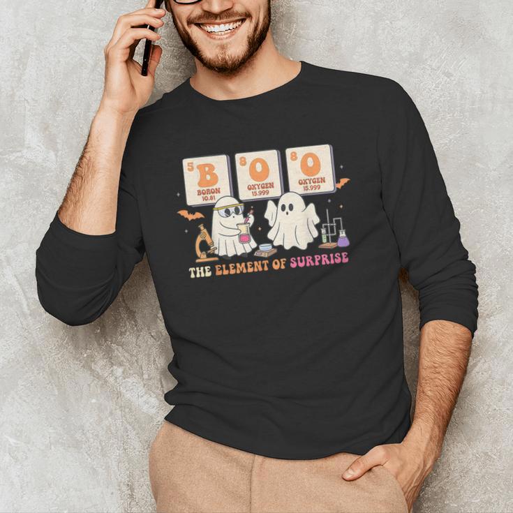 Halloween Science Teacher Boo Ghost The Element Of Surprise Men's Long Sleeve T-Shirt, novelty gifts, funny gifts Halloween Science Teacher Boo Ghost The Element Of Surprise Men's Long Sleeve T-Shirt, novelty gifts, funny gifts
