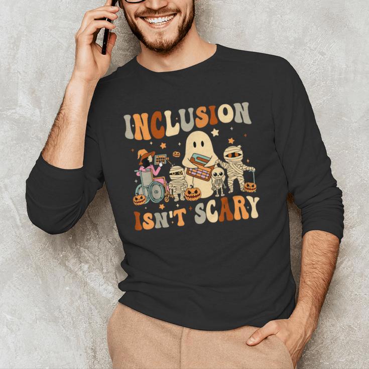 Halloween SLP Sped Teacher Groovy Inclusion Isn't Scary Men's Long Sleeve T-Shirt, novelty gifts, funny gifts Halloween SLP Sped Teacher Groovy Inclusion Isn't Scary Men's Long Sleeve T-Shirt, novelty gifts, funny gifts
