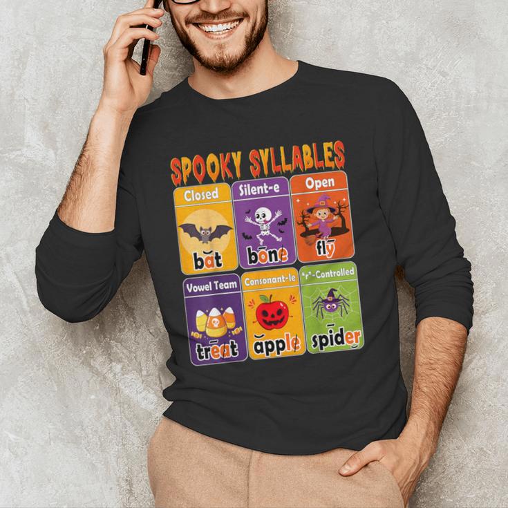 Halloween Spooky Syllable Types Teacher Educational Men's Long Sleeve T-Shirt, novelty gifts, funny gifts Halloween Spooky Syllable Types Teacher Educational Men's Long Sleeve T-Shirt, novelty gifts, funny gifts