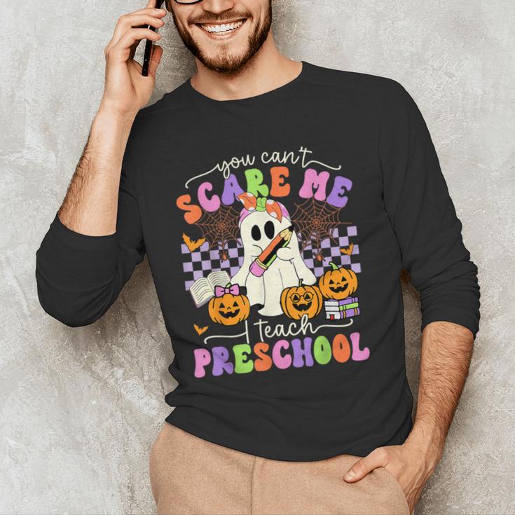 Halloween Teacher You Can't Scare Me I Teach Preschool Men's Long Sleeve T-Shirt, novelty gifts, funny gifts