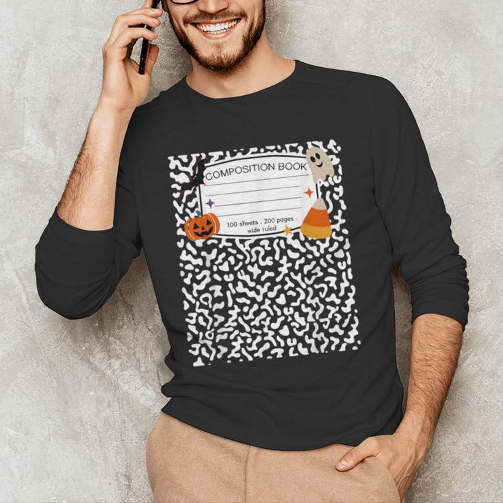 Halloween Teacher Composition Book Notebook Matching Group Men's Long Sleeve T-Shirt, novelty gifts, funny gifts Halloween Teacher Composition Book Notebook Matching Group Men's Long Sleeve T-Shirt, novelty gifts, funny gifts