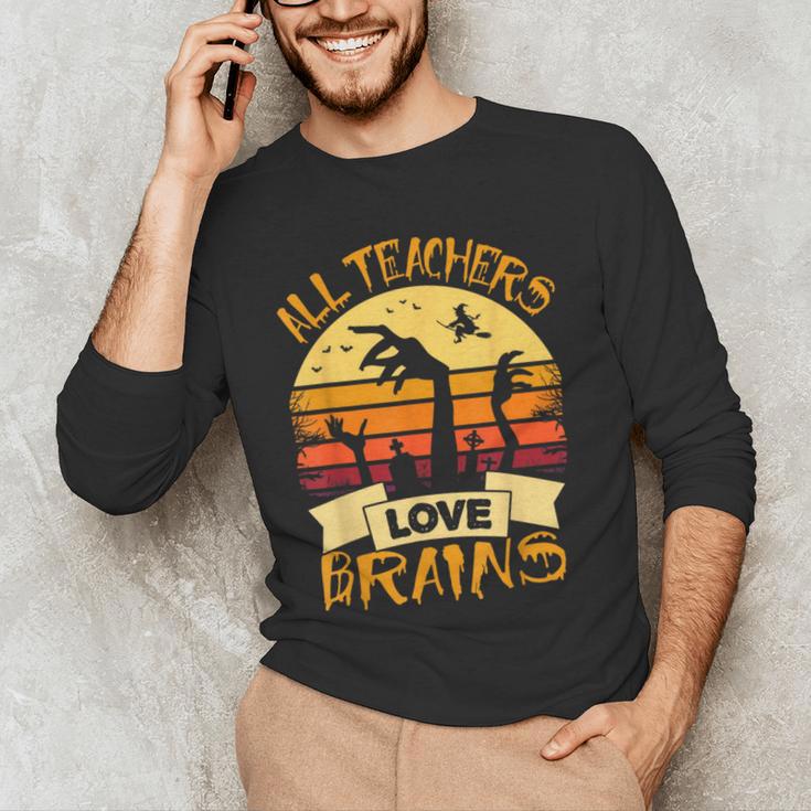 Halloween Teacher Shirt All Teachers Love Brains Halloween Men Women Men's Long Sleeve T-Shirt, novelty gifts, funny gifts Halloween Teacher Shirt All Teachers Love Brains Halloween Men Women Men's Long Sleeve T-Shirt, novelty gifts, funny gifts