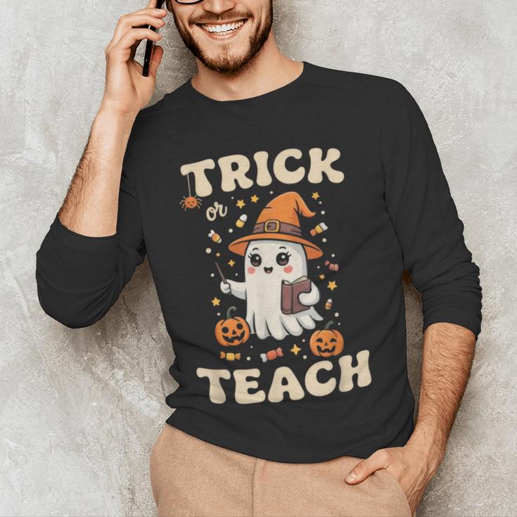 Halloween Teacher Shirts Women School Trick Or Teach Groovy Men's Long Sleeve T-Shirt, novelty gifts, funny gifts Halloween Teacher Shirts Women School Trick Or Teach Groovy Men's Long Sleeve T-Shirt, novelty gifts, funny gifts
