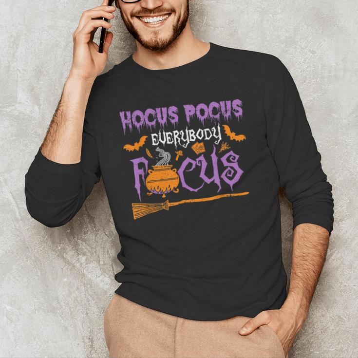 Halloween Teacher Or Student Hocus Pocus Everybody Focus For Men Women Kids Men's Long Sleeve T-Shirt, novelty gifts, funny gifts
