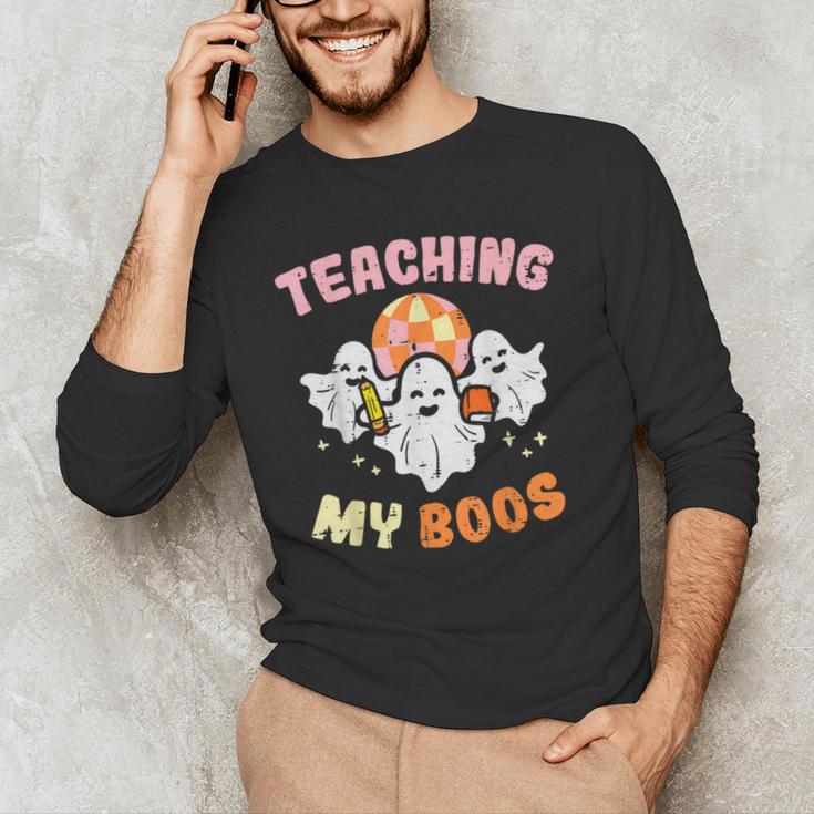 Halloween Teacher Teaching My Boos Costume Teacher Men Women Men's Long Sleeve T-Shirt, novelty gifts, funny gifts
