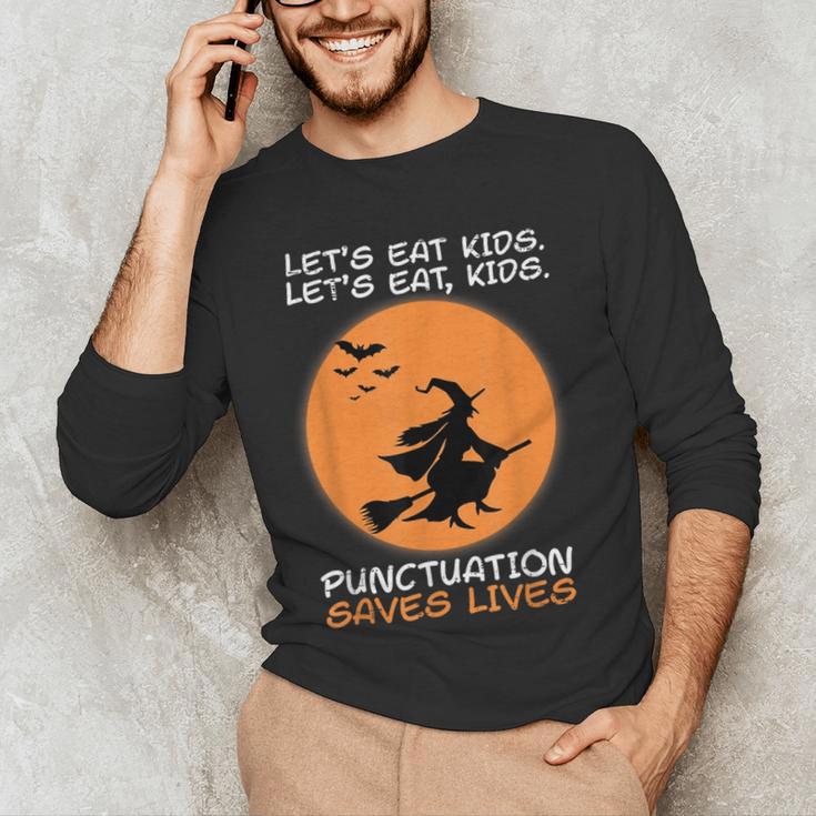 Halloween Teacher Witch Lets Eat Kids Punctuation Men's Long Sleeve T-Shirt, novelty gifts, funny gifts Halloween Teacher Witch Lets Eat Kids Punctuation Men's Long Sleeve T-Shirt, novelty gifts, funny gifts
