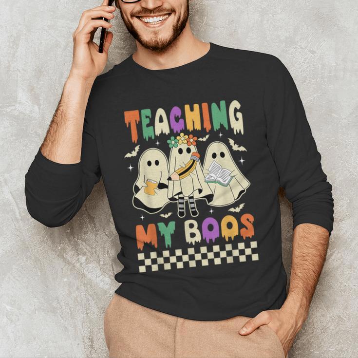 Halloween Teaching My Boos Cute Ghost Teacher Life Costume Men's Long Sleeve T-Shirt, novelty gifts, funny gifts