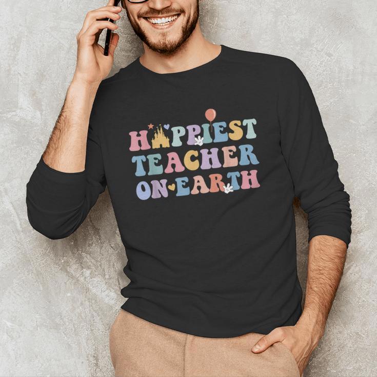 Happiest Teacher On Earth First Day Of School Back To School Men's Long Sleeve T-Shirt, novelty gifts, funny gifts