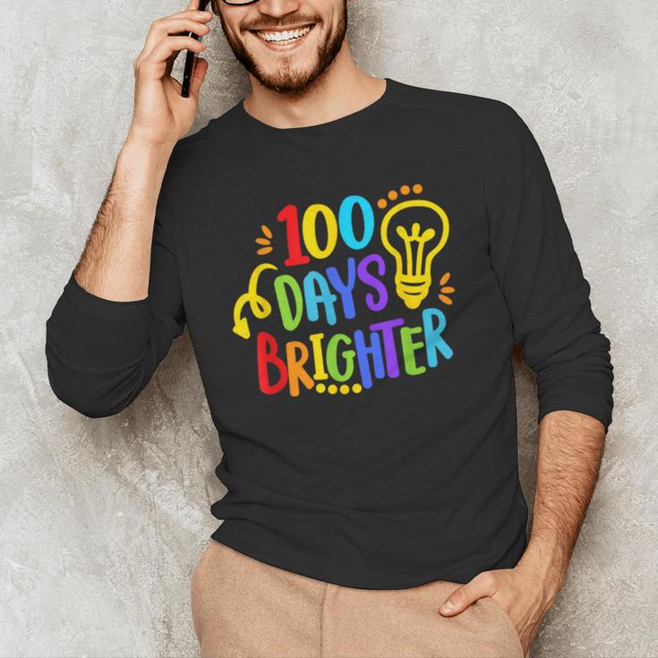 Happy 100th Day Of School 100 Days Brighter Girls Teacher Men's Long Sleeve T-Shirt, novelty gifts, funny gifts