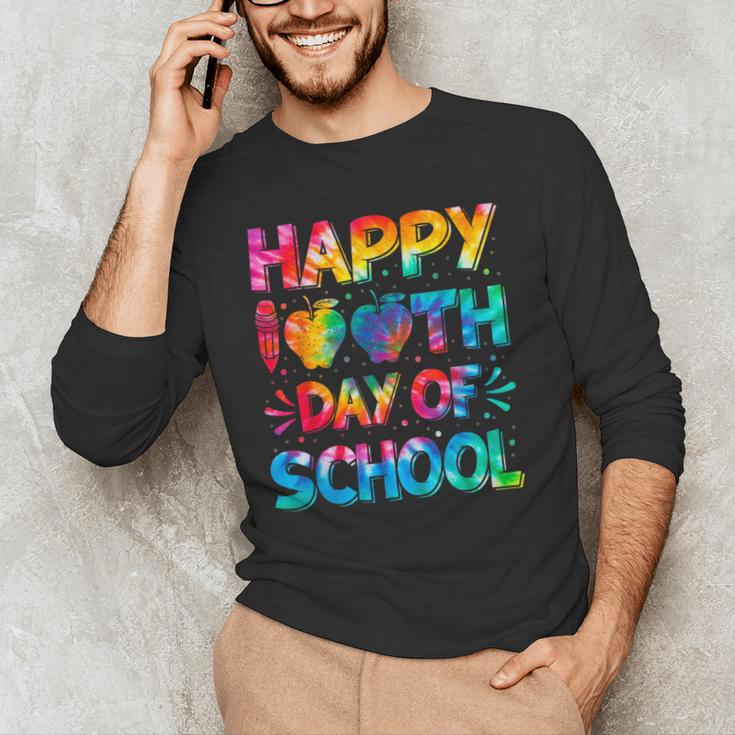 Happy 100th Day Of School Teacher Student 100 Days Tie Dye Men Women Kids Men's Long Sleeve T-Shirt, novelty gifts, funny gifts