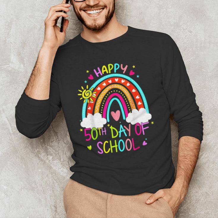 Happy 50th Days Of School Rainbow Teacher 50 Days Smarter Men's Long Sleeve T-Shirt, novelty gifts, funny gifts Happy 50th Days Of School Rainbow Teacher 50 Days Smarter Men's Long Sleeve T-Shirt, novelty gifts, funny gifts