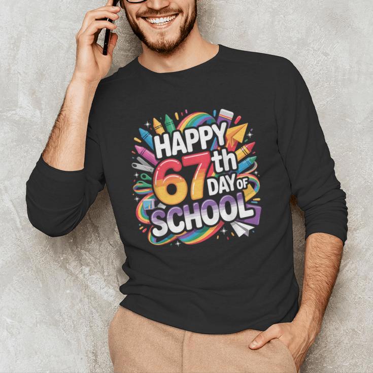 Happy 67 Days Of School Meme 100 Day Of School Teacher 6 7 Men's Long Sleeve T-Shirt, novelty gifts, funny gifts
