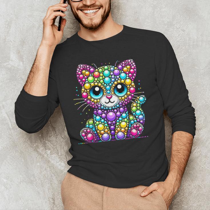 Happy Dot Day Colorful Polka Dot Cat Kitten Teachers Kids Men's Long Sleeve T-Shirt, novelty gifts, funny gifts