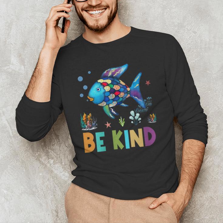 Happy First Day Of School Fish Rainbows Teacher Be Kind Men's Long Sleeve T-Shirt, novelty gifts, funny gifts Happy First Day Of School Fish Rainbows Teacher Be Kind Men's Long Sleeve T-Shirt, novelty gifts, funny gifts
