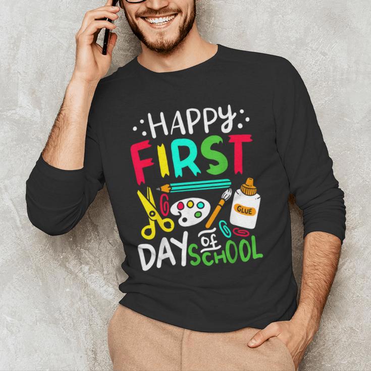 Happy First Day Of School Teacher Back To School Student Men's Long Sleeve T-Shirt, novelty gifts, funny gifts