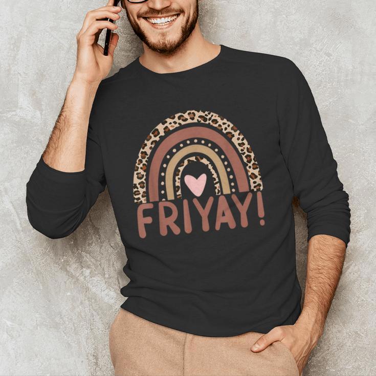 Happy Fri-Yay Friday Lovers Fun Teacher Leopard Rainbow Men Women Girls Kids Men's Long Sleeve T-Shirt, novelty gifts, funny gifts Happy Fri-Yay Friday Lovers Fun Teacher Leopard Rainbow Men Women Girls Kids Men's Long Sleeve T-Shirt, novelty gifts, funny gifts