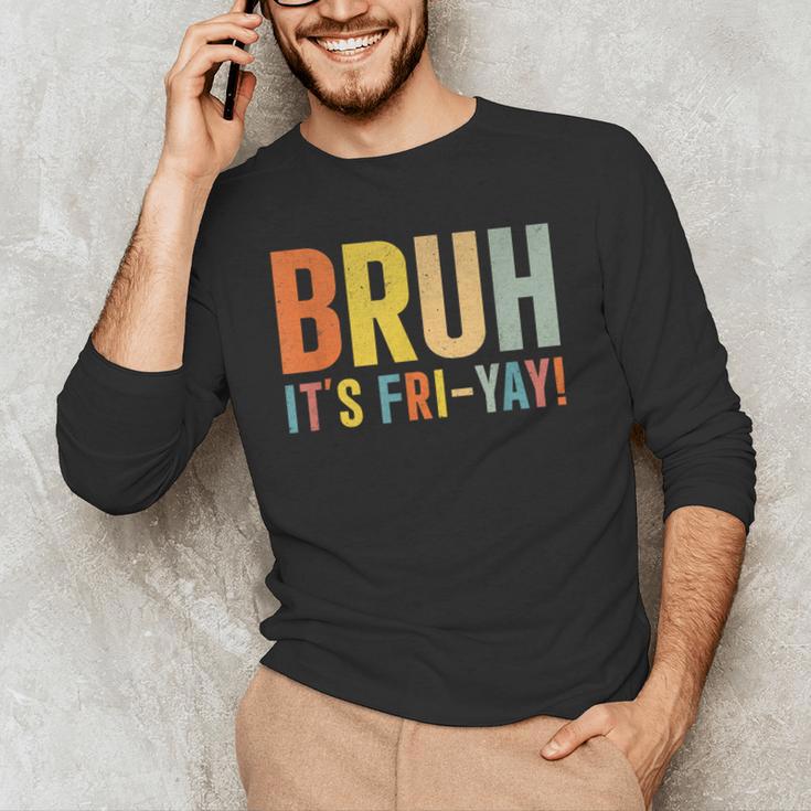 Happy Friyay Teacher Shirt Cute Teacher Fashion Bruh Fri-Yay Men's Long Sleeve T-Shirt, novelty gifts, funny gifts