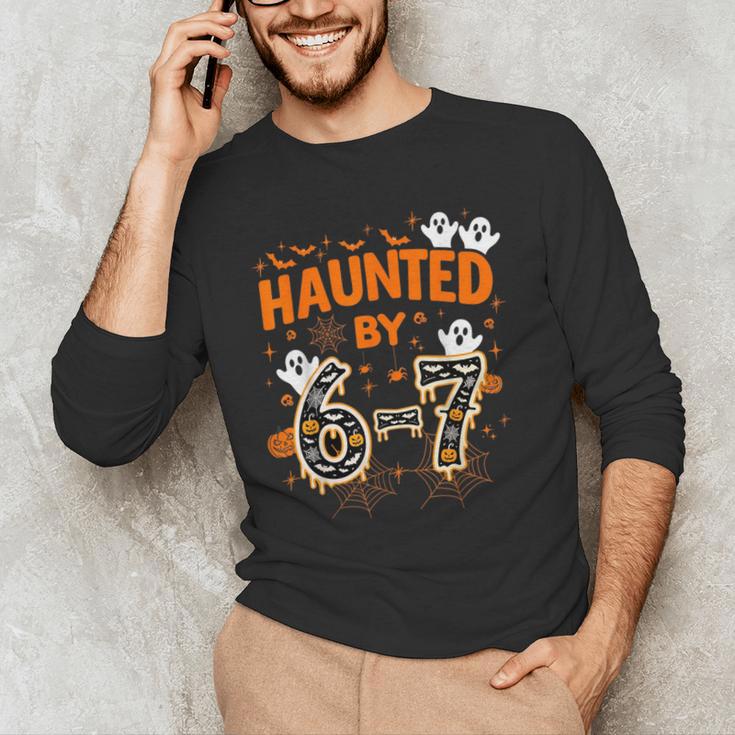 Haunted By 6-7 Halloween Math Teacher Joke Men's Long Sleeve T-Shirt, novelty gifts, funny gifts Haunted By 6-7 Halloween Math Teacher Joke Men's Long Sleeve T-Shirt, novelty gifts, funny gifts