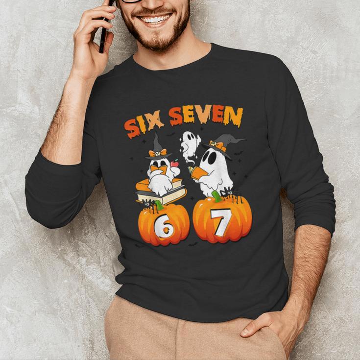Haunted By 67 Boo Ghost Pumpkin Halloween Teacher Men's Long Sleeve T-Shirt, novelty gifts, funny gifts