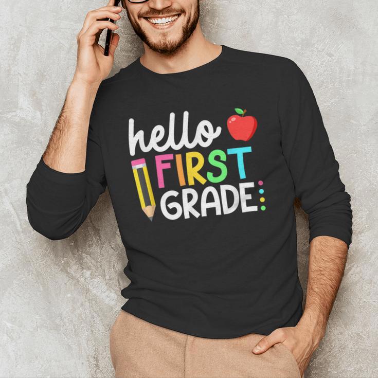 Hello First Grade Team 1st Grade Back To School Teacher Kids Men's Long Sleeve T-Shirt, novelty gifts, funny gifts Hello First Grade Team 1st Grade Back To School Teacher Kids Men's Long Sleeve T-Shirt, novelty gifts, funny gifts
