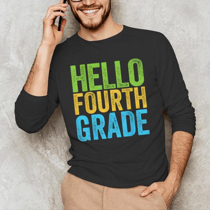 Hello Fourth Grade Shirt 4th Grade Boy Girl Student Teacher Men's Long Sleeve T-Shirt, novelty gifts, funny gifts Hello Fourth Grade Shirt 4th Grade Boy Girl Student Teacher Men's Long Sleeve T-Shirt, novelty gifts, funny gifts