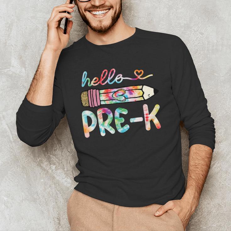 Hello Pre-K Pencil Teacher Student Tie Dye Men's Long Sleeve T-Shirt, novelty gifts, funny gifts Hello Pre-K Pencil Teacher Student Tie Dye Men's Long Sleeve T-Shirt, novelty gifts, funny gifts
