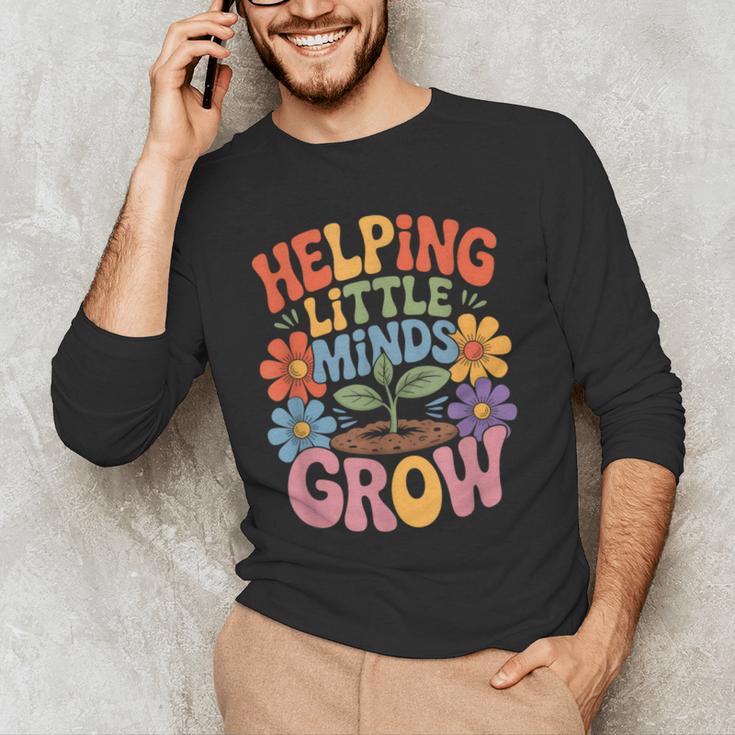Helping Little Minds Grow Teacher First Day Back To School Men's Long Sleeve T-Shirt, novelty gifts, funny gifts Helping Little Minds Grow Teacher First Day Back To School Men's Long Sleeve T-Shirt, novelty gifts, funny gifts