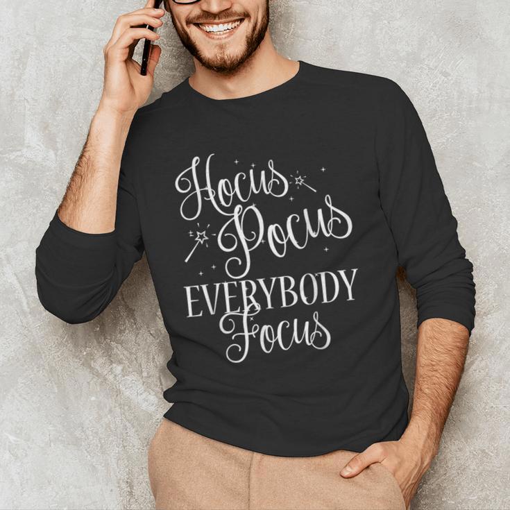 Hocus Pocus Everybody Focus Teacher Halloween Shirt Men's Long Sleeve T-Shirt, novelty gifts, funny gifts