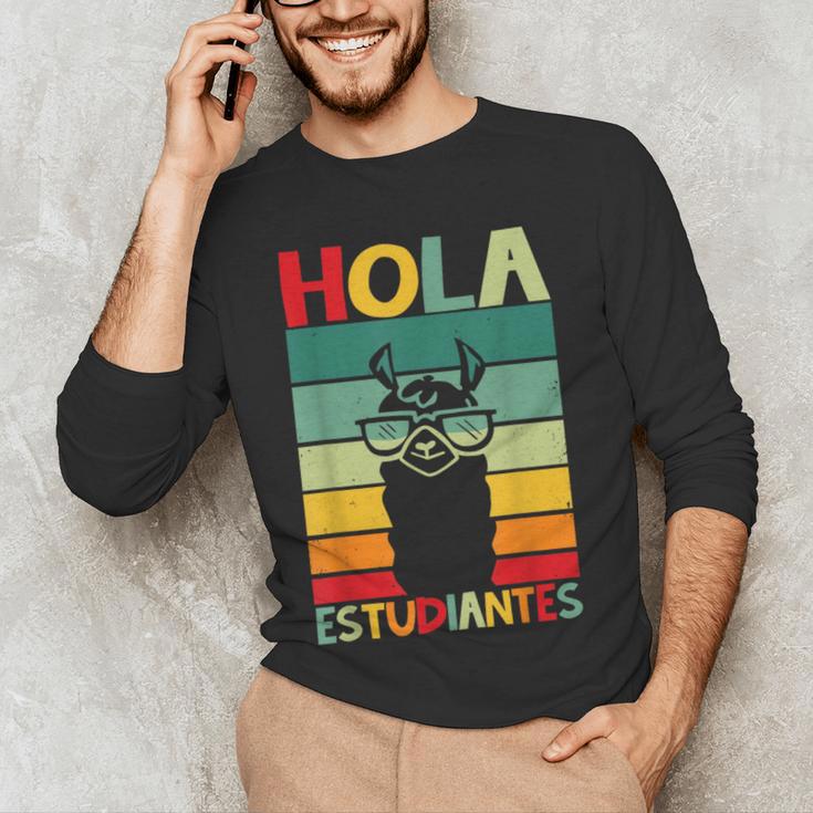 Hola Estudiantes Spanish Teacher Back To School 2025 Men's Long Sleeve T-Shirt, novelty gifts, funny gifts Hola Estudiantes Spanish Teacher Back To School 2025 Men's Long Sleeve T-Shirt, novelty gifts, funny gifts