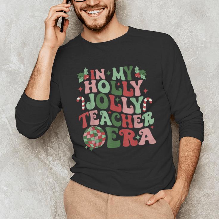 In My Holly Xmas Jolly Teacher Era Teacher Vibes Christmas For Men Women Kids Men's Long Sleeve T-Shirt, novelty gifts, funny gifts In My Holly Xmas Jolly Teacher Era Teacher Vibes Christmas For Men Women Kids Men's Long Sleeve T-Shirt, novelty gifts, funny gifts