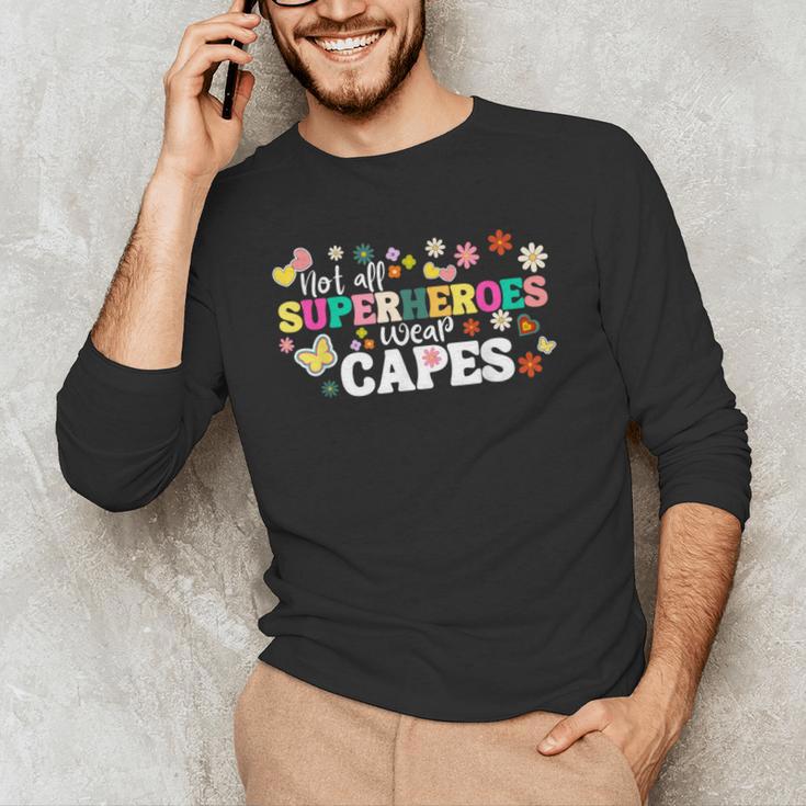 Hot All Superheroes Wear Capes Cute Teacher End Of School Men's Long Sleeve T-Shirt, novelty gifts, funny gifts