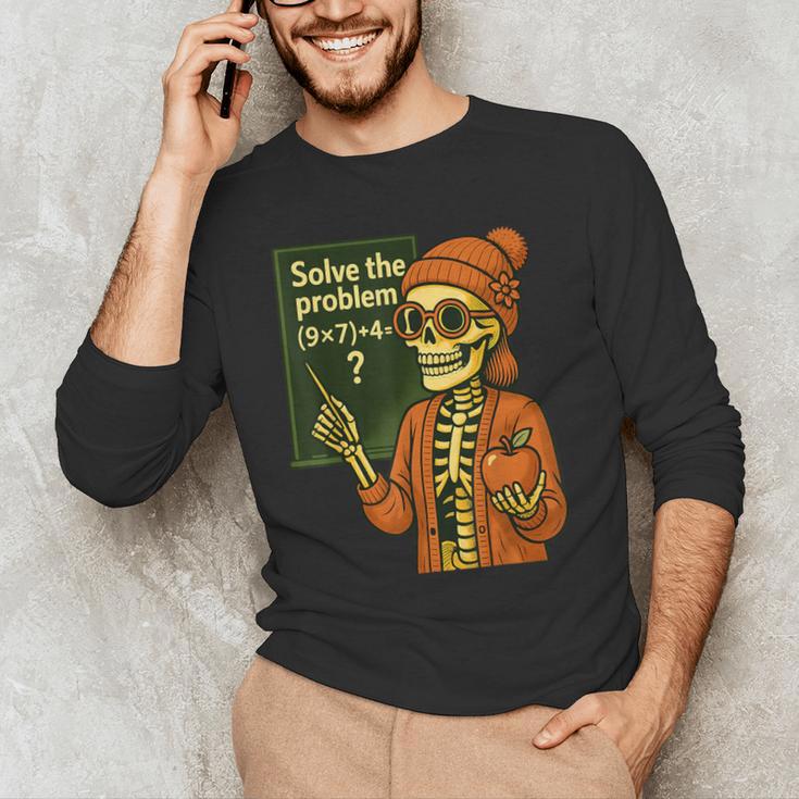 HUGvyn Halloween Skeleton Six Seven 67 Meme PEMDAS Teacher Men's Long Sleeve T-Shirt, novelty gifts, funny gifts HUGvyn Halloween Skeleton Six Seven 67 Meme PEMDAS Teacher Men's Long Sleeve T-Shirt, novelty gifts, funny gifts