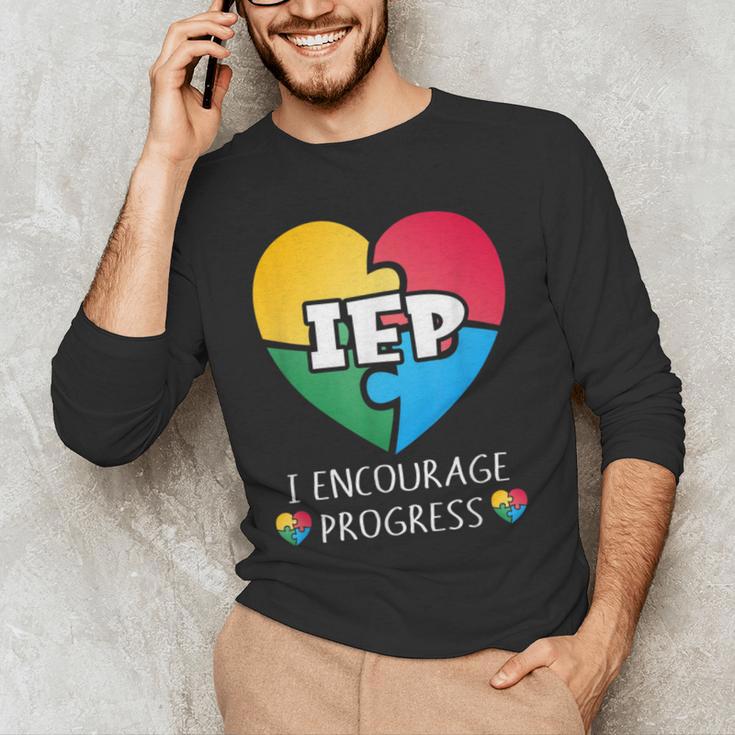 IEP I Encourage Progress Special Education School Teacher Men's Long Sleeve T-Shirt, novelty gifts, funny gifts