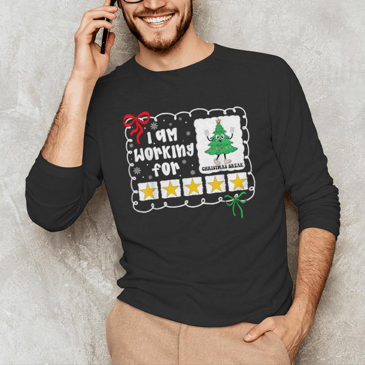 I'm Working For Christmas Break 5 Stars Christmas Teacher Men's Long Sleeve T-Shirt, novelty gifts, funny gifts
