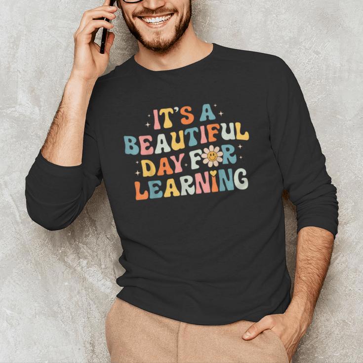 It's Beautiful Day For Learning Retro Teacher Women Men Men's Long Sleeve T-Shirt, novelty gifts, funny gifts