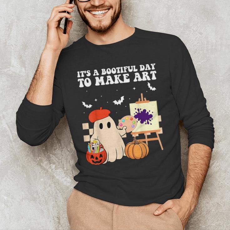 It's A Bootiful Day To Make Art Groovy Art Teacher Halloween Men's Long Sleeve T-Shirt, novelty gifts, funny gifts It's A Bootiful Day To Make Art Groovy Art Teacher Halloween Men's Long Sleeve T-Shirt, novelty gifts, funny gifts