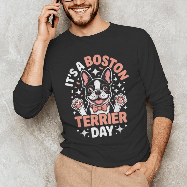 It’s A Boston Terrier Day Pet Cute Dog Lover Cartoon Men's Long Sleeve T-Shirt, novelty gifts, funny gifts